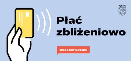 1 Rudzka wjazd Grafika przedstawiająca rękę z żółtą kartą na niebieskim tle. Obok czarny napis.