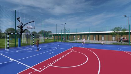 Wizualizacja kompleksu boisk Orlik w dzielnicy Chwałowice