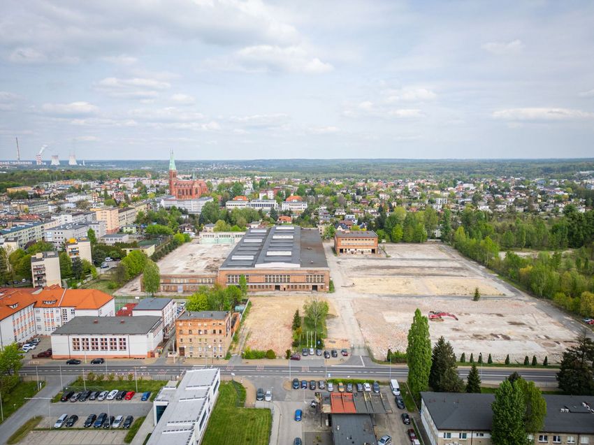 Teren po Rybnickiej Fabryce Maszyn, widok z drona