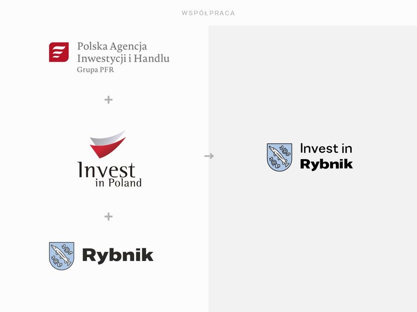 Logotypy Miasta Rybnika i Polskiej Agencji Inwestycji i Handlu na białym tle 