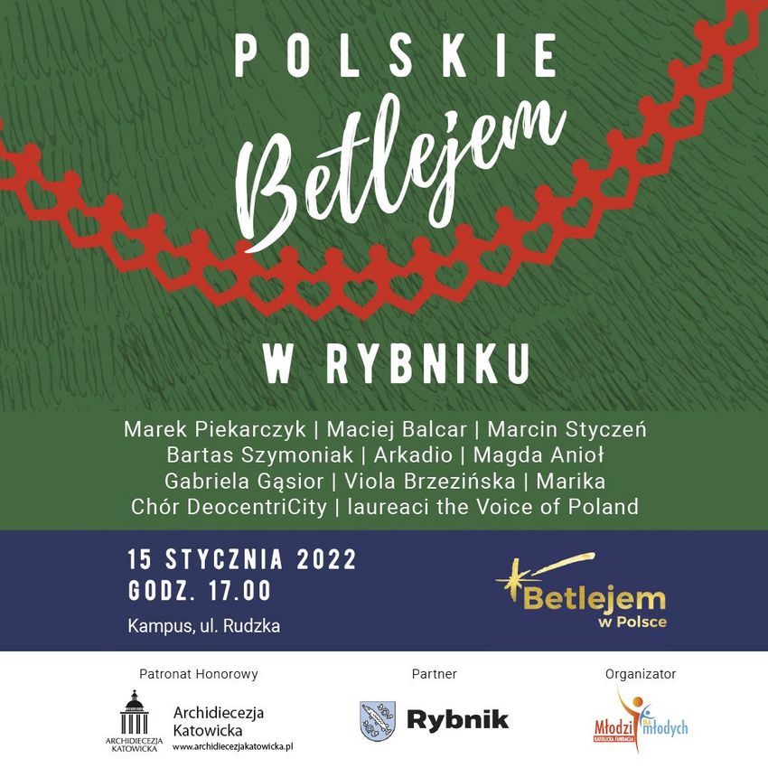 Plakat informujący o koncercie Polskie Betlejem w Rybniku
