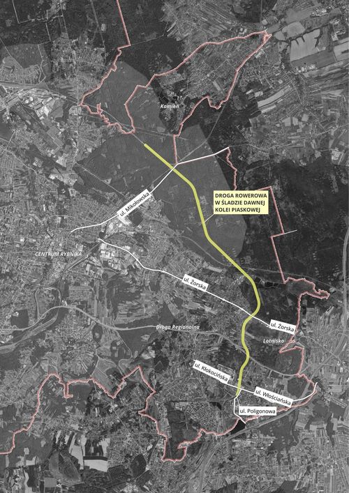 Mapa przebiegu nowej drogi pieszo-rowerowej