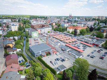 Targowisko w Rybniku z lotu ptaka