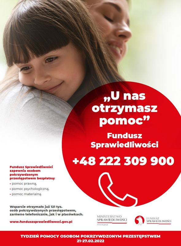 Plakat akcji Tydzień Pomocy Osobom Pokrzywdzonym Przestępstwem
