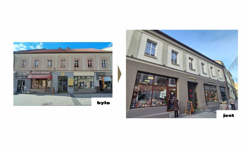Budynki pokazujące stan przed i po renowacji