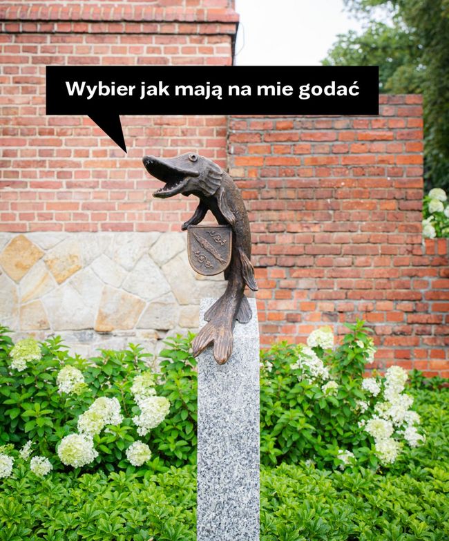 Postument z rybnickim szczupakiem. 
