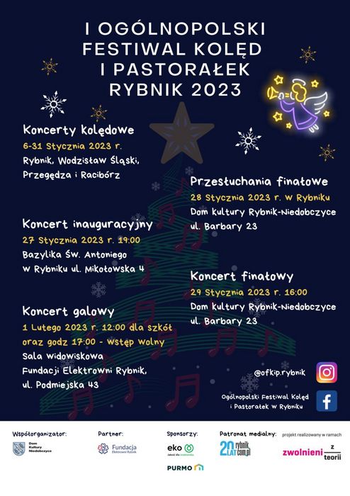 Plakat I Ogólnopolskiego Festiwalu Kolęd i Pastorałek w Rybniku