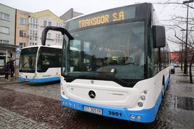 Autobus komunikacji miejskiej stojący na przystanku