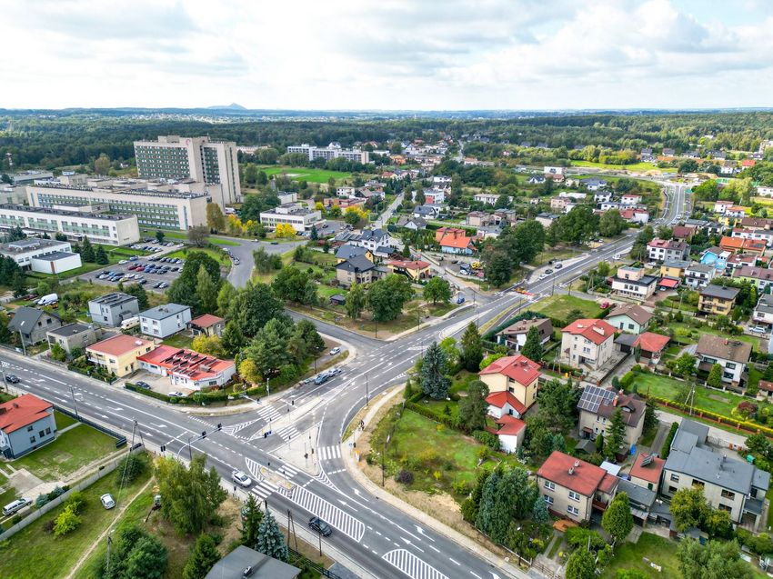 Nowo wybudowany fragment ulicy Storczyków z lotu ptaka