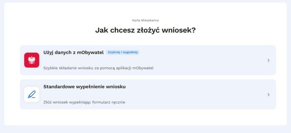 Screen ze strony składania wniosku o kartę Rybka