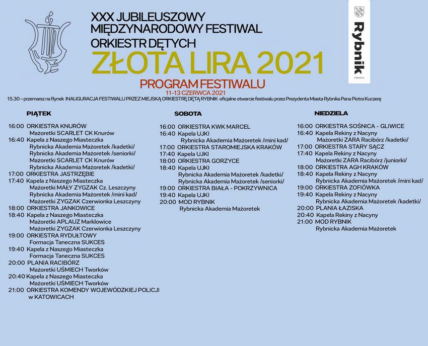 Program festiwalu Złota Lira - po kliknięciu odnośnik do pliku PDF z programem