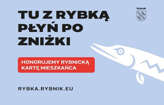Wzór naklejki "Tu z Rybką płyń po żniżki"