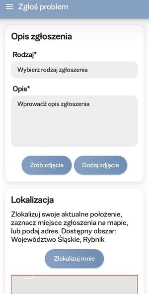 Zrzut ekranu aplikacji halo Rybnik