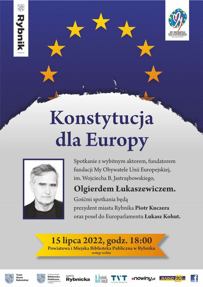 Plakat spotkania z Olgierdem Łukaszewiczem Konstytucja dla Europy