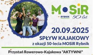 Zdjęcie przedstawia plakat spływu kajakowego.