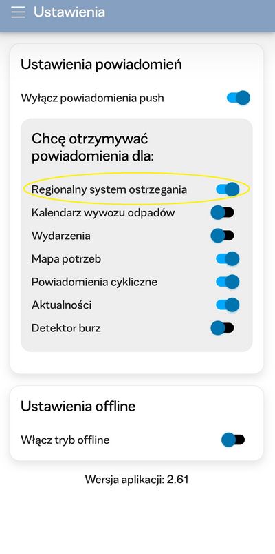 Grafika ustawień aplikacji haloRybnik 