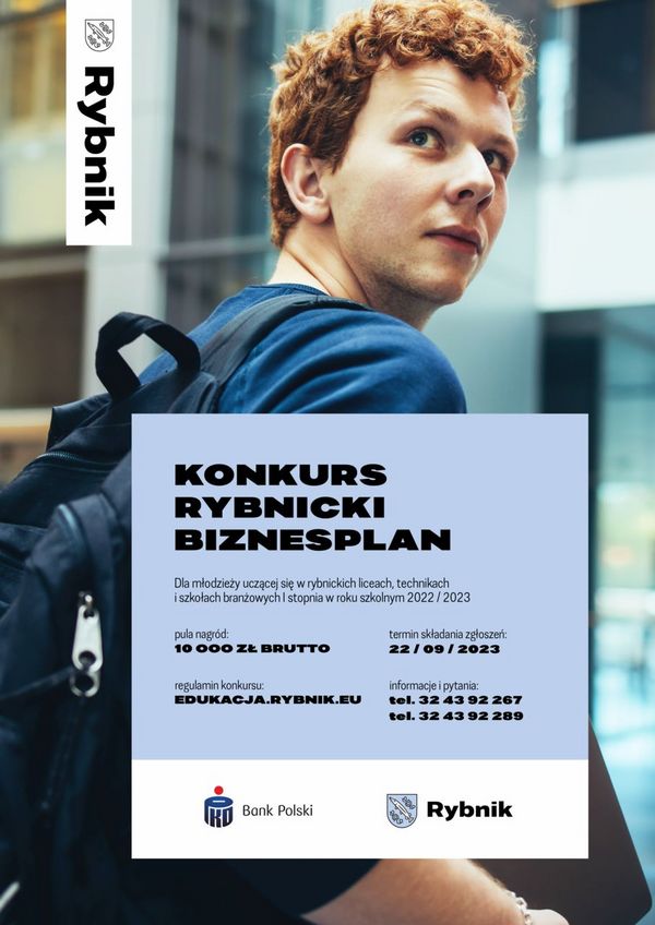 Plakat promujący konkurs Rybnicki Biznes Plan