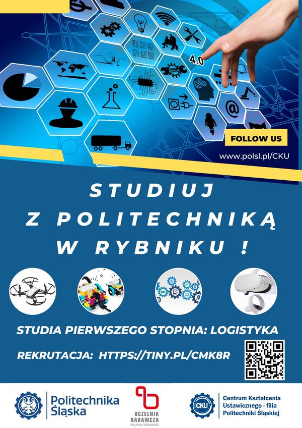 Plakat promujący studia na kierunku Logistyka w rybnickiej filii Politechniki Śląskiej