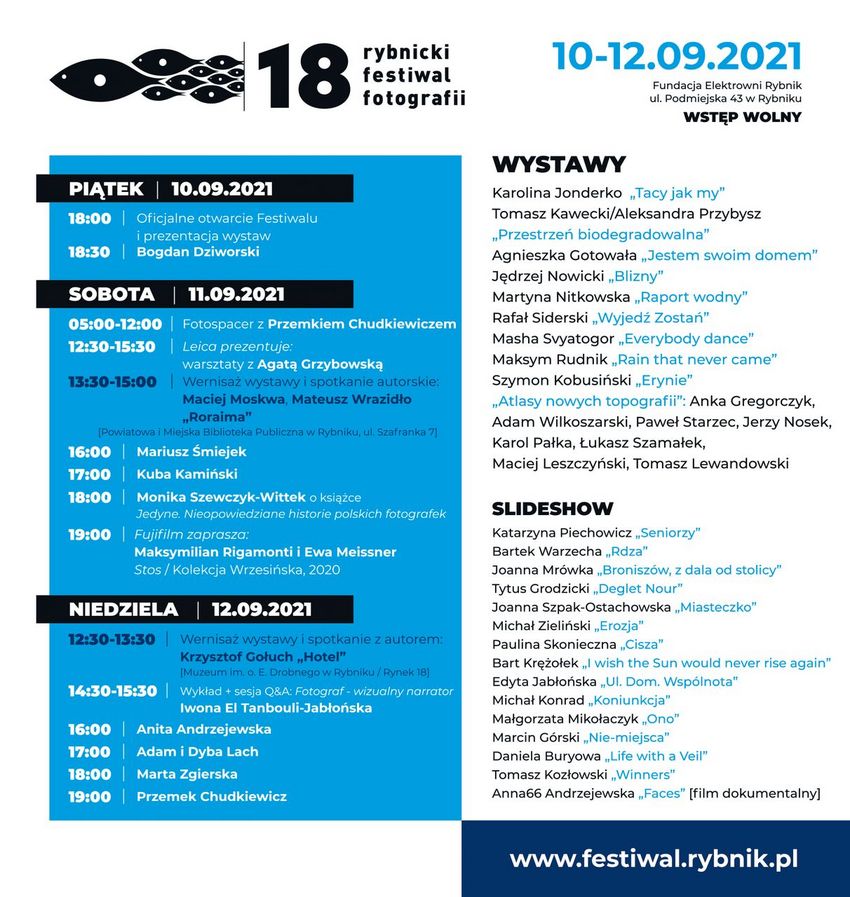 Program 18. Rybnickiego Festiwalu Fotografii (na obrazku treść jak w artykule)