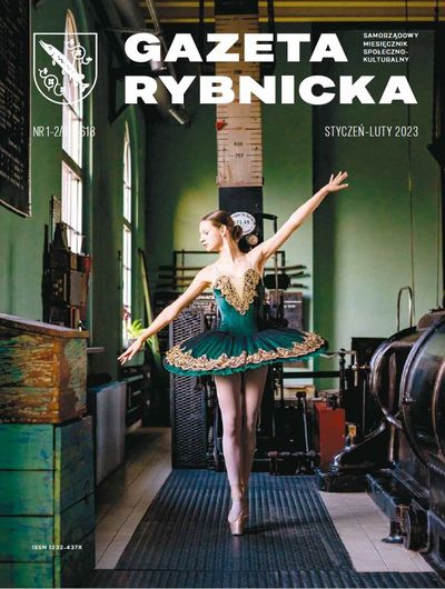 Okładka bieżącego numeru Gazety Rybnickiej - baletnica na tle wnętrz Zabytkowej Kopalni Ignacy