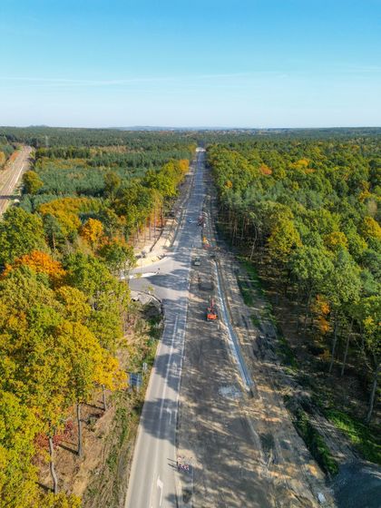 Perspektywa z lotu ptaka na budowę ul. Mikołowskiej