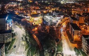 Rybnik nocą z lotu ptaka