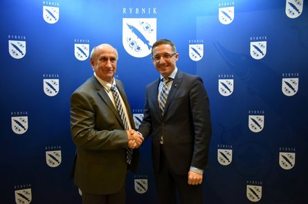 Prezydent Rybnika Piotr Kuczera i mer Saint-Vallier – Alain Philibert. Fot. Ł. Dycha