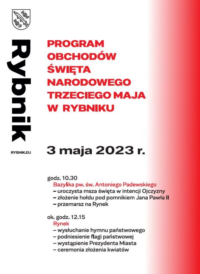 Afisz z programem obchodów święta Konstytucji 3 Maja