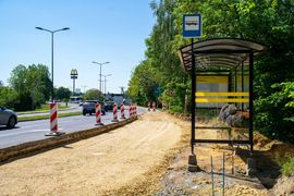 prace remontowe na przystanku autobusowym na ul. Prostej
