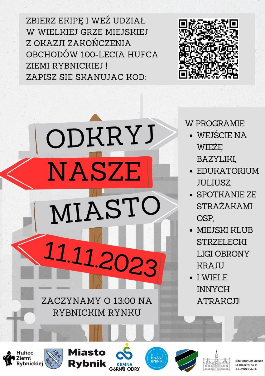 Plakat gry miejskiej ZHP Odkryj nasze miasto