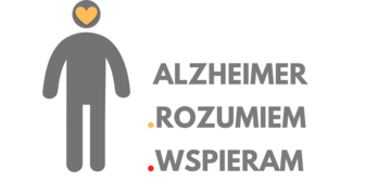Logo kampanii Alzheimer - rozumiem - wspieram - grafika człowieka i nazwa kampanii na białym tle