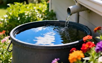 zdjęcie przedstawia beczke z deszczówką