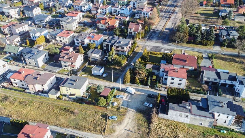 Okolice budowy nowego fragmentu ul. Storczyków z lotu ptaka