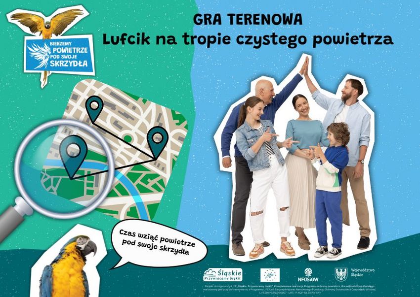 Plakat gry miejskiej Lufcik na tropie czystego powietrza