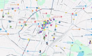 Mapa Google z zaznaczonymi punktami, w których honorowana jest Rybnicka Karta Mieszkańca - Rybka 