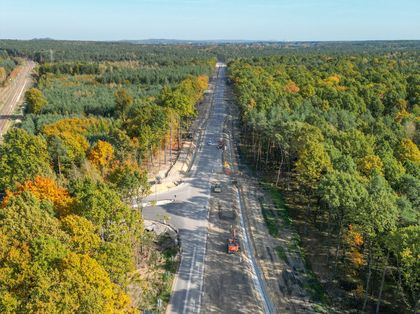 Perspektywa z lotu ptaka na budowę ul. Mikołowskiej