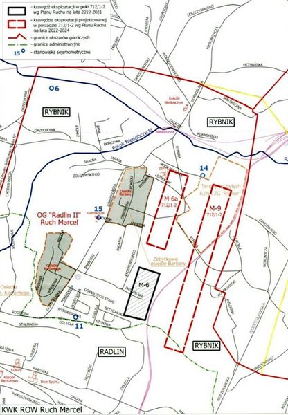 Mapa eksploatacji KWK Marcel