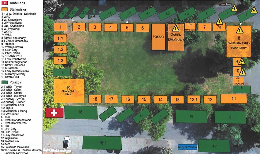 Mapka rozmieszczenia stoisk podczas pikniku na kampusie