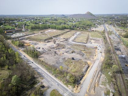 Nowa strefa gospodarcza w Rybniku na ul. Sportowej - widok z lotu ptaka