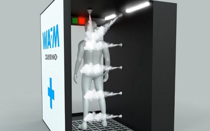 Wizualizacja kabiny do odkażania kombinezonów ratowników medycznych 