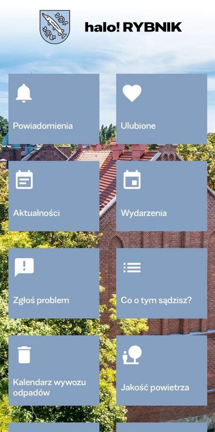 Strona startowa aplikacji Halo!Rybnik