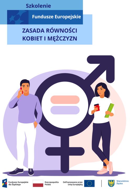 Plakat szkolenia promującego zasadę równości kobiet i mężczyzn w Funduszach Europejskich
