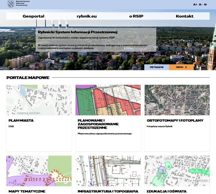 Zrzut strony głównej serwisu RSIP: https://www.rsip.rybnik.eu/