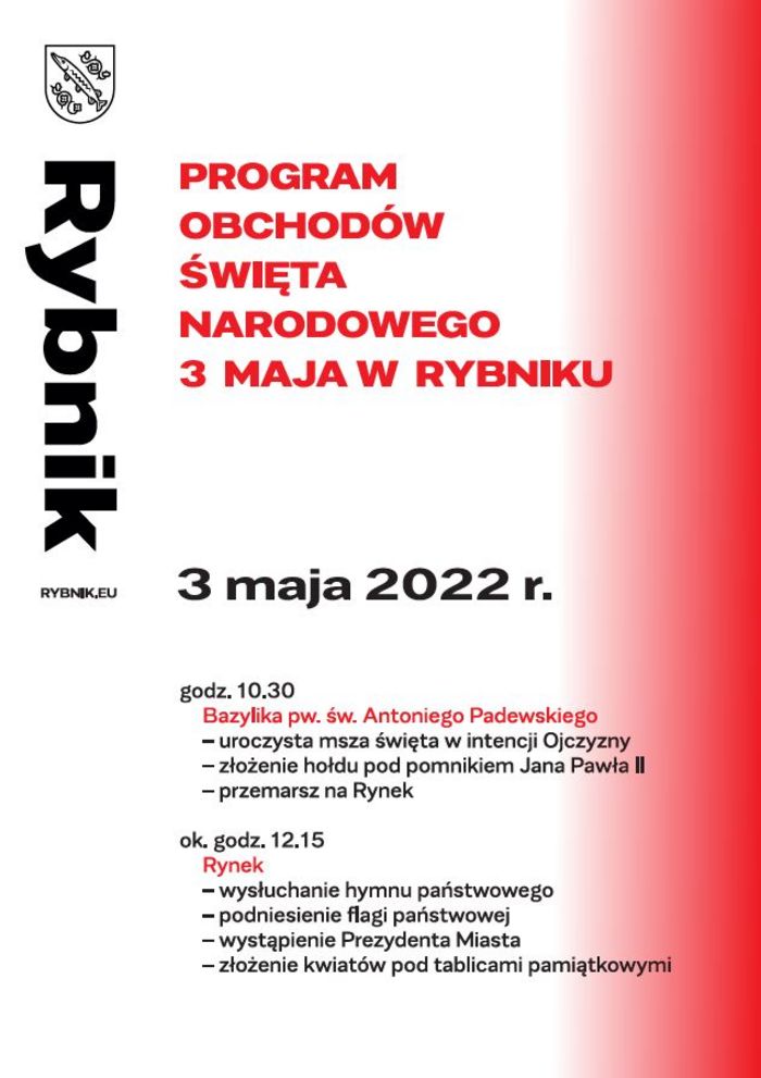 Afisz z programem obchodów uroczystości Konstytucji 3 maja