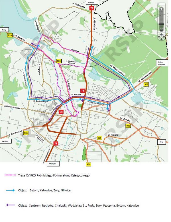 Mapa objazdów