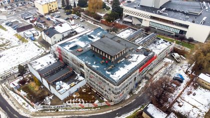  Fragment centrum miasta z lotu ptaka - termomodernizacja rybnickiej biblioteki