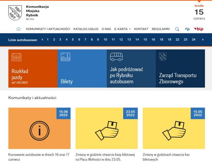 Zrzut ekranu strony https://km.rybnik.pl/