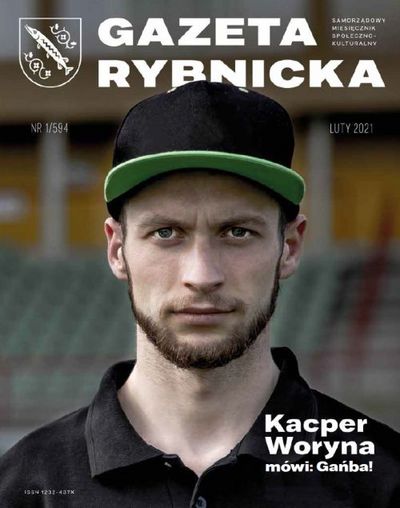 Okładka bieżącego numeru Gazety Rybnickiej - twarz młodego mężczyzny w czapce z daszkiem 