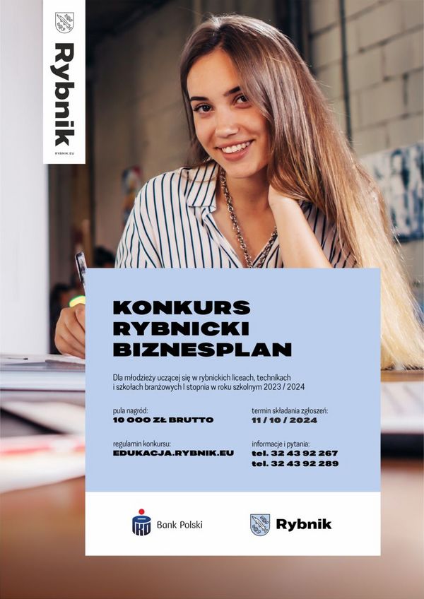 Plakat promujący konkurs rybnicki biznesplan