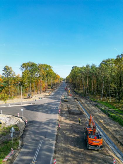 Perspektywa z lotu ptaka na budowę ul. Mikołowskiej